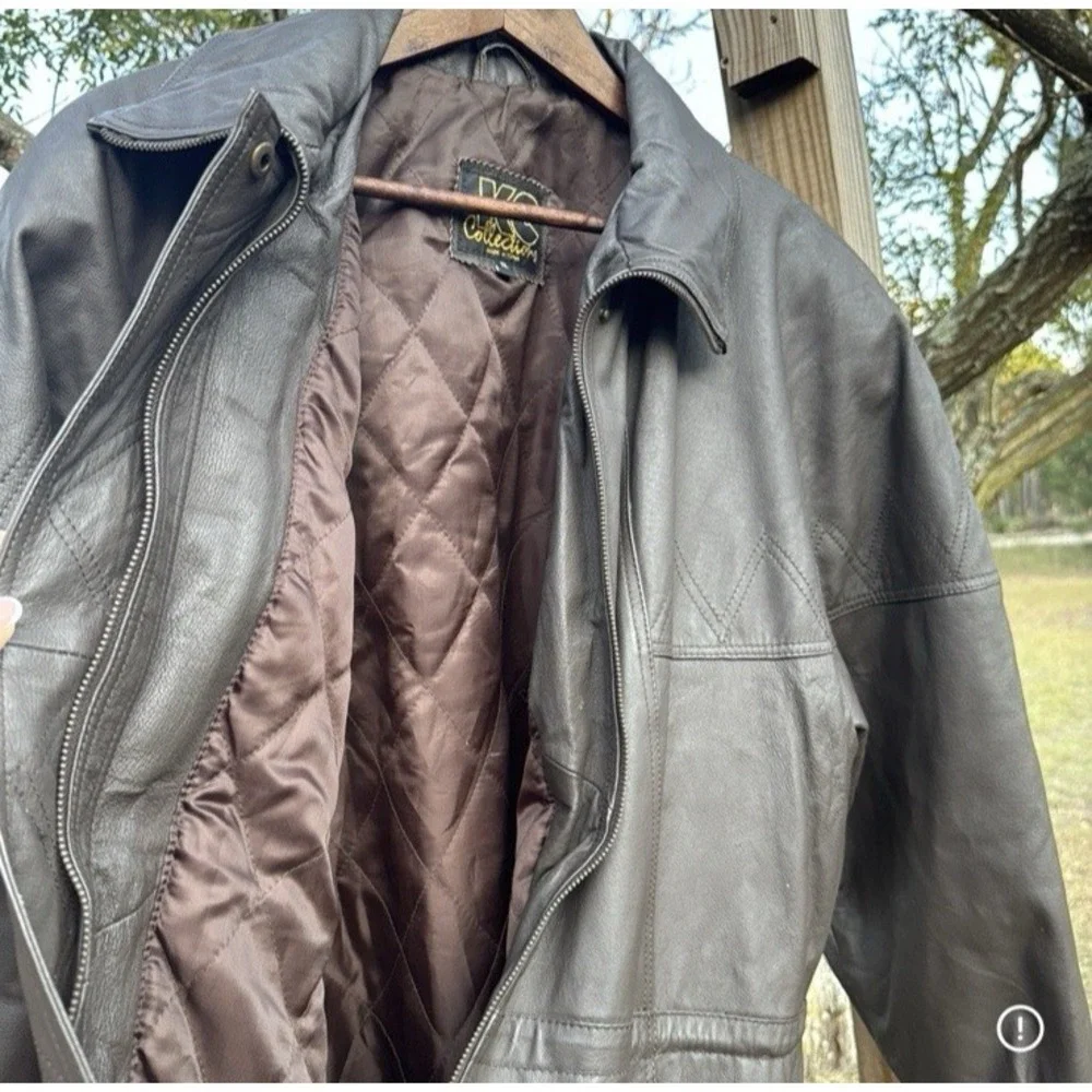 Vintage KC Collections Leather Jacket Women XL Dark Brown Blanket Lining Western - Picture 5 of 13